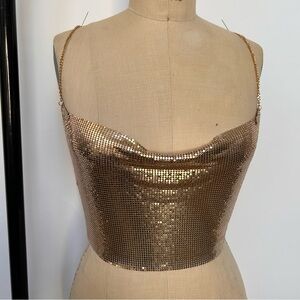 Oh Polly Metallic Gold Sequin Camisole